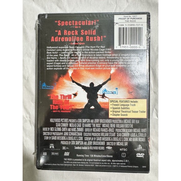 The Rock (DVD - Widescreen) Sean Connery, Nicolas Cage, Ed Harris - New, Sealed - Picture 2 of 2